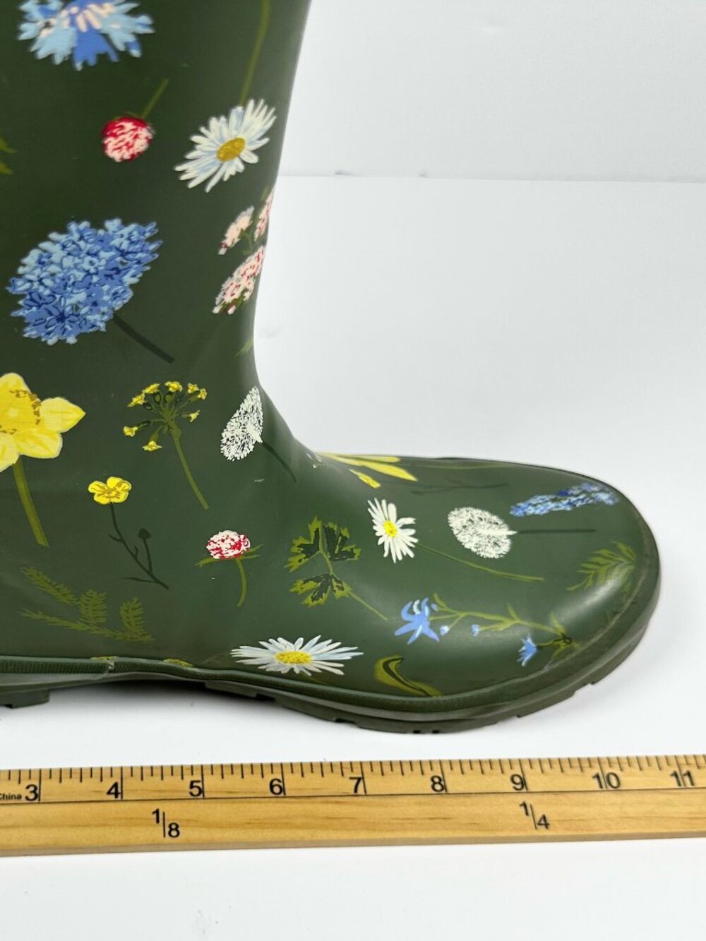 Joules Women’s Size 9 Tall Welly Wellies Army Green Wildflowers Theme Rain Boots - Picture 5 of 16